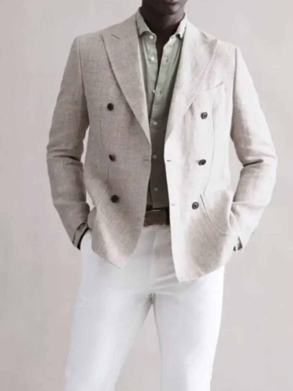 Reiss Blazer Angel Slim Fit Puppytooth Blazer Oatmeal Beige size 40